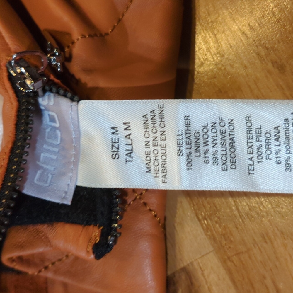 SOLD - Chico's 100% camel brown leather smart touch side zipper size medium - Picture 2 of 10